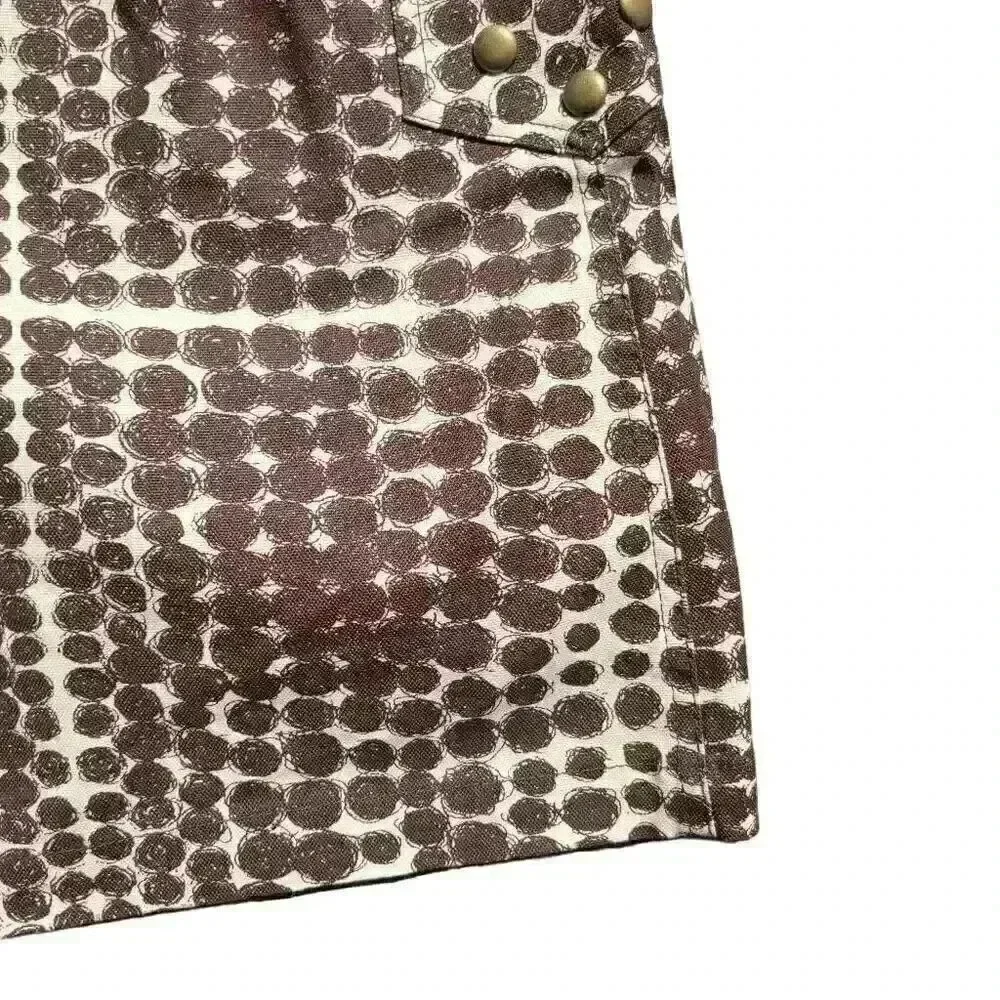 Ideology Women's Ivory & Brown Poly Circle Print Straight Skirt w Stud Accents - Picture 9 of 14